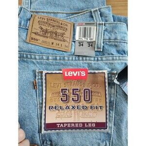 Vintage Levi’s 550 Jeans 34x34 Men’s Relaxed Fit Tapered Leg NWT Deadstock Blue
